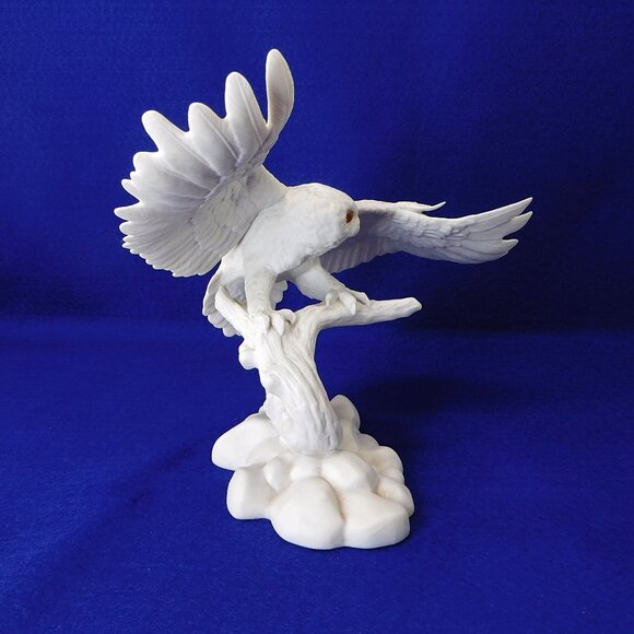 Night Sentinel Figurine Snowy Owl on Branch Jonathan Bronson Franklin Porcelain - Picture 3 of 12